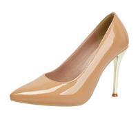 CuteFlats Women's Pointed Toe Court Shoes, 10cm Stiletto Heel Slip-On Pumps, Non-Slip Rubber Sole for Office & Evening Dates Apricot