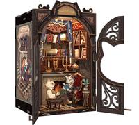 Cutefun DIY Book Nook Kit - DIY Miniature House Kit for Adults and Beginners Bookshelf Decor 3D Wooden Puzzles Tiny House Mini Shelf Puzzle Gifts for Women Book Lovers(Count Cat's Study)