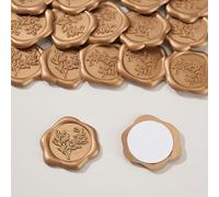 CuteHairy 100Pcs Wax Seal Stickers Gold, Envelope Seal Stickers, Seal Stickers Adhesive Dots, Embossed Classic Decorative Sticker, New Rosemary Branches
