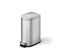 CuteHairy 10L / 2.6 Gallon Small Bathroom Pedal Bin, Stainless Steel Step Rubbish Bin with Soft Close Lid, Slim Narrow Waste Bin with Removable Inner Bucket for Bedroom Toilet Office