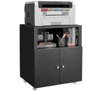 CuteHairy 60 x 50 x 73cm Metal Printer Stand with Wheels, Heavy Duty Mobile Filing Cabinet with 2 Doors & Adjustable Shelf, Rolling Storage Unit for Home Office, Garage, Copier