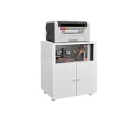 CuteHairy 60 x 50 x 73cm Metal Printer Stand with Wheels, Heavy Duty Mobile Filing Cabinet with 2 Doors & Adjustable Shelf, Rolling Storage Unit for Home Office, Garage, Copier