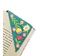 CuteHome Personalized Hand Embroidered Corner Bookmark, Felt Triangle Page Stitched Handmade Bookmark,Unique Cute Flower Embroidery Bookmarks Accessories for Book Lovers（1 Piece, Green