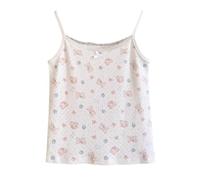 Cuteighteen Kawaii Lace Trim Spaghetti Strap Camisole Teens Basic Tank Top Cute Bear Graphic Layering Tanks Sleeveless Tops, White, S
