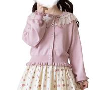 Cuteighteen Lolita Button Up Cardigan Teens Trendy Kawaii Fall Sweaters Cutecore Clothes Vintage Lace Chunky Knit Cardigans