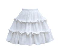 Cuteighteen Lolita Winter Fluffy Skirt Women Teen Plush Warm Cosplay Petticoat Fuzzy Kawaii Ruffle Short Underskirt, White, M