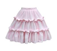 Cuteighteen Lolita Winter Fluffy Skirt Women Teen Plush Warm Cosplay Petticoat Fuzzy Kawaii Ruffle Short Underskirt, Pink, M