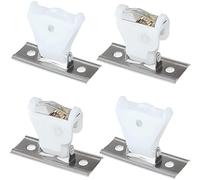 Cutelec 4pcs Cord Lock Mechanism 3 line and Cord Idler Pulley Swivel Type White Plastic and Stainless Steel Bracket for Roman Blinds Woven Wood Shades and Bamboo Blinds