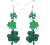 CUTELIILI St Patrick's Day Earrings for Women Cute Funny Acrylic Irish Shamrock Dangle Earrings Green Clover Drop Earrings Good Luck St. Patrick's Day Holiday Accessories Jewelry