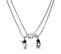 Cutenation 925 Silver Plated Mutual Attraction Couple Matching Magnetic Necklace Spaceman Pendants with Magnets 2 PCS Promise Astronaut Christmas Valentine's Day Gift Jewellery for Him And Her