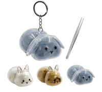 CUTENNIOU Rabbit Fur Keepsake Cute Rabbit Hair Keychain, Transparent Pet Fur Memorial Keepsake Collector, Bunny Lover Collecting Gift
