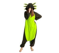 CuteOn Adult Animal Onesies Sleepwear Christmas Costume Onesie Pyjamas Women Men Homewear Halloween Nightwear-Axolotl-Green-M