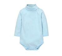 CuteOn Baby Boys Girls Solid Color Basic Turtleneck Cotton Bodysuit Jumpsuit Light Blue 6 Months