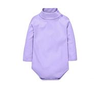 CuteOn Baby Boys Girls Solid Color Basic Turtleneck Cotton Bodysuit Jumpsuit Light Purple 18 Months