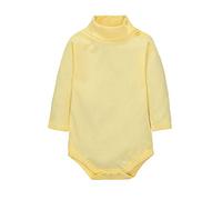 CuteOn Baby Boys Girls Solid Color Basic Turtleneck Cotton Bodysuit Jumpsuit Light Yellow 6 Months