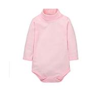 CuteOn Baby Boys Girls Solid Color Basic Turtleneck Cotton Bodysuit Jumpsuit Pink 24 Months