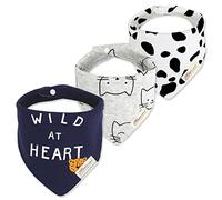 CuteOn Baby Drool Bibs, Unisex 3-Pack Absorbent Cotton, Triangle Bib with Snaps Gift for Boys Girls -135 Tiger