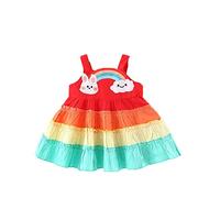 CuteOn Dress for Toddler Baby Girls Rainbow Sleeveless Cotton Dress Red 3Y