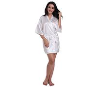 CuteOn Robes for Women Silk Robe for Bridesmaids Bride Party White L