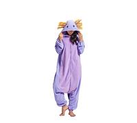 CuteOn Unisex Animal Onesies, Adult Festival Pyjamas Halloween Cosplay Costume Loungewear Onesies for Women and Men-Axolotl-Purple-L