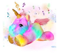 Cuteoy Glowing LED Light-up Nightlight Toys Musical Plush Stuffed Animal Singing Lullabies Birthday Christmas Plushies Gifts for Kids Boys Girls,Unicorn,13"