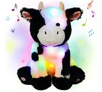 Cuteoy Glowing LED Light-up Nightlight Toys Musical Plush Stuffed Animal Singing Lullabies Birthday Christmas Plushies Gifts for Kids Boys Girls, Cow,11"