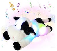 Cuteoy Glowing LED Light-up Nightlight Toys Musical Plush Stuffed Animal Soft Singing Lullabies Birthday Christmas Plushies Gifts for Kids Boys Girls,Cow,15.5"