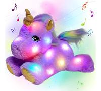 Cuteoy LED Musical Stuffed Unicorn Light up Purple Plush Lullaby Toy Adjustable Volume Singing Animals Animated Soothe Birthday Festival for Kids Toddler Girls, Purple, 13’’