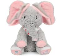 Cuteoy P Boo Elephant Interactive Plush Toy with Moving Ears Musical Singing Talking Stuffed Animal Adorable Electric Animate Christmas Birthday Gifts for Girls Boys