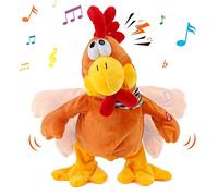 Cuteoy Squawking Musical Stuffed Animal Plushies Walking Singing Waving Rooster Electronic Interactive Plush Toy Gifts for Kids Boys Girls Easter Christmas，Chicken，13"