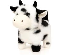 Cuteoy Walking Stuffed Animal Talking Wagging Nodding Educational Plush Kitty Toy Electric Interactive Animated Plushies for Girls Boys Birthday,Black Cow, 7"