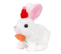 Cuteoy Walking Stuffed Animal Talking Wagging Nodding Educational Plush Kitty Toy Electric Interactive Animated Plushies for Girls Boys Birthday,White Hat Bunny, 7"