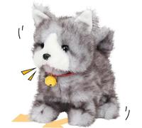 Cuteoy Walking Stuffed Animal Talking Wagging Nodding Educational Plush Kitty Toy Electric Interactive Animated Plushies for Girls Boys Birthday,Grey Dog, 8"