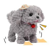 Cuteoy Walking Stuffed Animal Talking Wagging Nodding Educational Plush Kitty Toy Electric Interactive Animated Plushies for Girls Boys Birthday,Grey Hat Dog, 8"