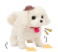 Cuteoy Walking Stuffed Animal Talking Wagging Nodding Educational Plush Kitty Toy Electric Interactive Animated Plushies for Girls Boys Birthday,White Hat Dog, 8"