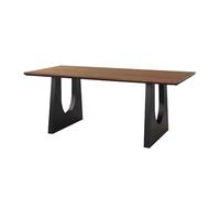 Cuter Desk - Rustic Solid Wood Executive Desk with Black Legs Stylish Writing & Conference Table for Home Office or Kitchen Dining & Elegant Design
