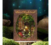 CUTEROOM Book Nook, DIY Miniature BookNook Kit with LED-Forest Wonderland