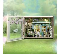 CUTEROOM Book Nook, DIY Miniature BookNook Kit with LED Lights-Molly Garden