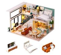 CUTEROOM DIY Miniature Dollhouse Kit with Furniture,Wooden Doll House with Music Movement & LED Lights, DIY House Kit Christmas Birthday Gifts - Comfortable Life