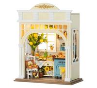 CUTEROOM DIY Miniature House Building Kit for Adults with LED Lights - Realistic Mini Dollhouse Model & Wooden Furniture, Creative Craft Kit for Home Decor Gift- Sunshine Season