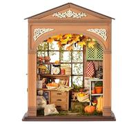 CUTEROOM DIY Miniature House Building Kit for Adults with LED Lights - Realistic Mini Dollhouse Model & Wooden Furniture, Creative Craft Kit for Home Decor Gift- Harvest Time