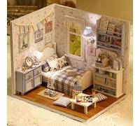 CUTEROOM DIY Miniature House Kit - Mini Craft Rooms for Adults with LED Lights, Realistic Mini Dollhouse Kit Building Model Kit, Creative Home Decor Gift- Sunshine Overflowing