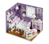 CUTEROOM DIY Miniature House Kit - Mini Craft Rooms for Adults with LED Lights, Realistic Mini Dollhouse Kit Building Model Kit, Creative Home Decor Gift-Sweet Sunshine