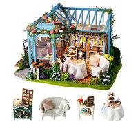 CUTEROOM DIY Wooden Dolls House Handcraft Miniature Kit Model & Furniture-Rose Garden Tea House