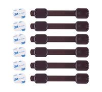 Cutesafety Child Proof Safety Locks - Baby Proofing Cabinet Lock with 6 Extra 3M Adhesives - Adjustable Strap Latches to Cabinets,Drawers,Cupboard,Oven,Fridge,Closet Seat,Door,Window (Brown, 6)