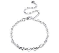 Cutesmile Fashion Jewelry 925 Sterling Silver Love Heart Angel Wing Chain Anklet