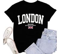 Cutesong London England Shirts for Women Union Jack Flag Souvenir Printed Tee Tops England London United Kingdom Tshirt