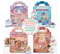 Cutesora 4-Set Reusable Jelly Sticker Books for Girls Ages 3-6