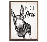 cutespree Metal Tin Signs Nice ARSE Donkey Grey Full Body Funny PET Quote Minimal WC Bathroom Vintage Retro Art Picture Decor Poster Man cave Decoration 12x16 inch