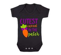 Cutest carrot in the patch Easter statement [EAST23] baby grow vest, 3-6 months, Black
